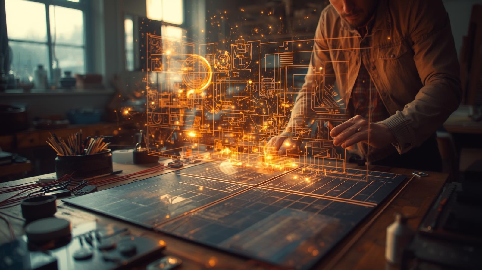 How to make a homemade solar panel man in his garage working on solar panel.